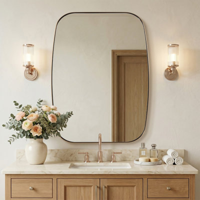 Miroir de salle de bain ovale moderne | Cadre en acier inoxydable