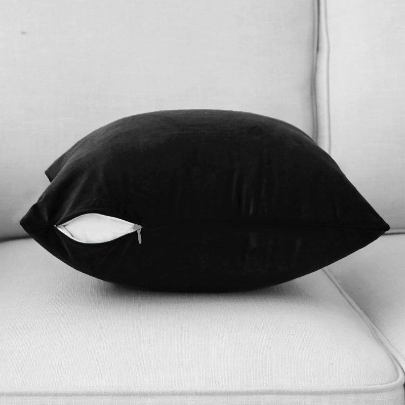 Luxury Velvet Soft Decorative Throw Cushion Cover Set of 8 Multi Colors, Black