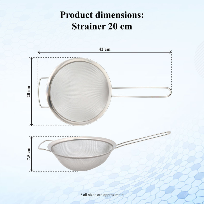 Buckingham Stainless Steel Fine Mesh Sieve Strainer, 20 cm 