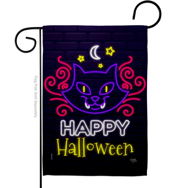 Drapeau d'Halloween pour chat en polyester à 2 côtés H 18,5 po x l 13 po Halloween