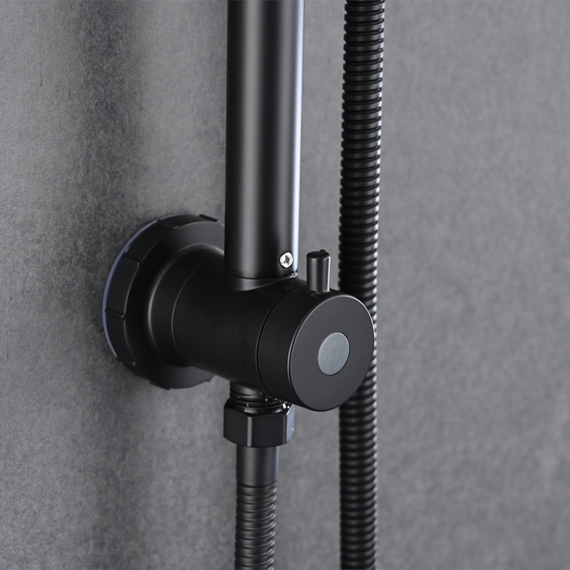 Système de douche double puissant, noir mat, élégance moderne pour une expérience de salle de bain surélevée