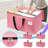  4 Pack Storage Bins with Lids, Heavy Duty Closet Organizers and Storage, Foldable Clothes Storage Bags, Storage Containers for Blanket, Comforter, Pillow, Bedding (Pink, 4 Pack)-1846551966