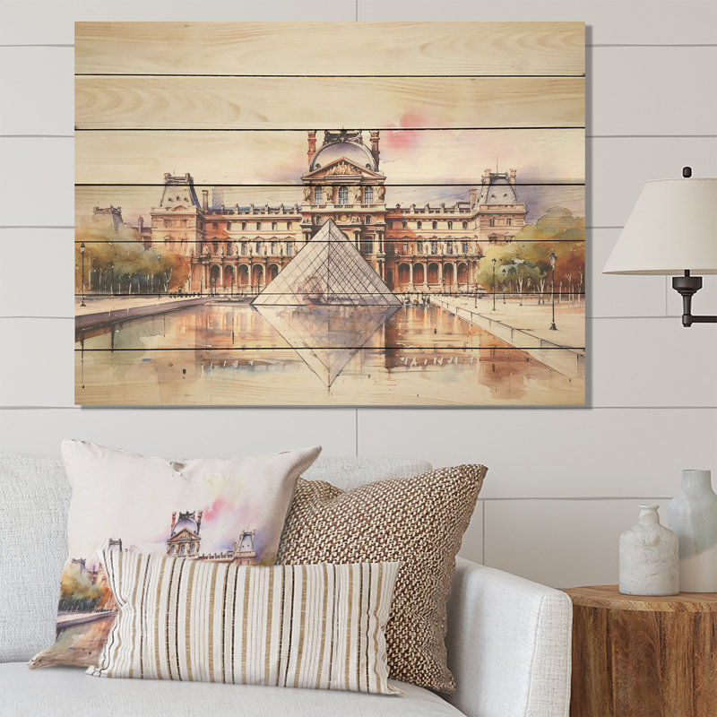 Paris Le Louvre Essence - City Paris sur impression sur bois, H 10 po x l 20 po