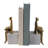 Decorative Book Ends With Seated Figurine For Home Decor - Modern Bookend Set For Shelf Or Bookshelf Decor Accent - Set Of 2, 8", White & Gold