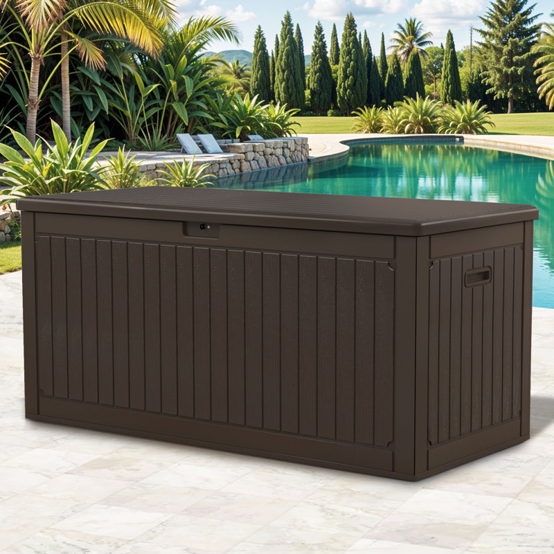 Boîte de rangement extérieure en résine 270 gallons, Brun