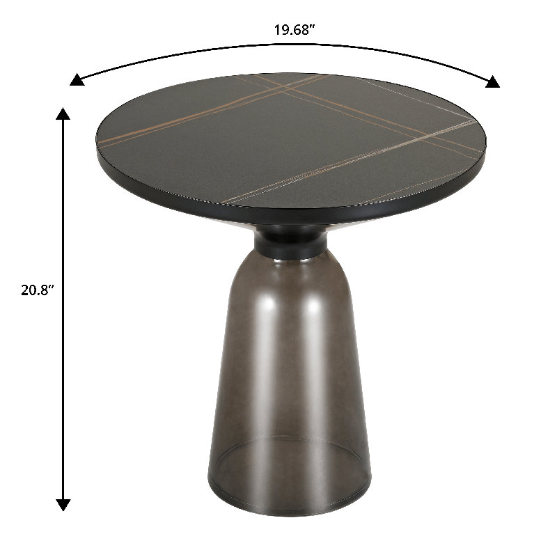 Modern Black and Grey Glass Round Side Table