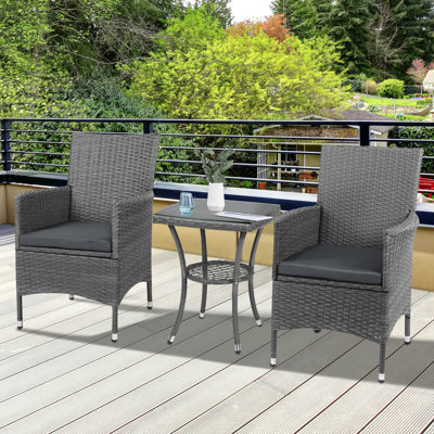 Basilica 3 Pieces Rattan Bistro Set, Wicker Garden Furniture Set