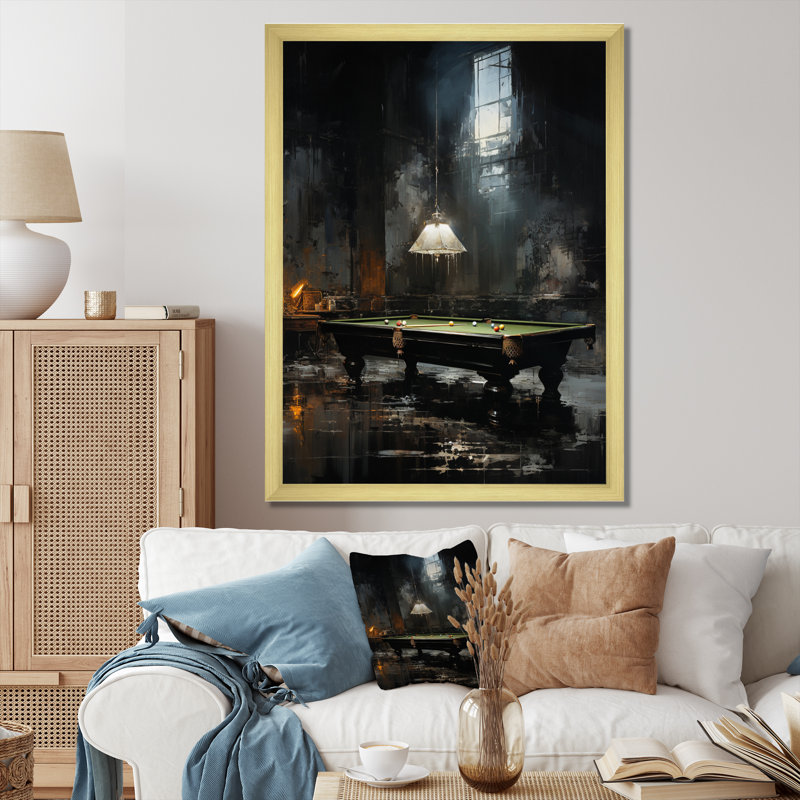Art sur toile Billard, H 20 po x l 12 po x P 1 po, Encadrement doré