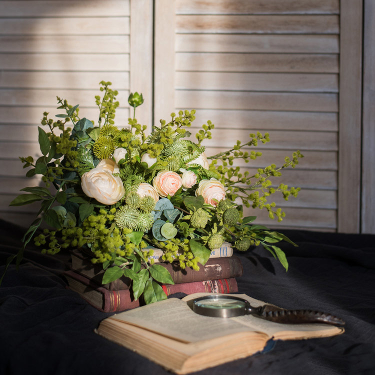 Arrangement floral vert rose rustique Toddington
