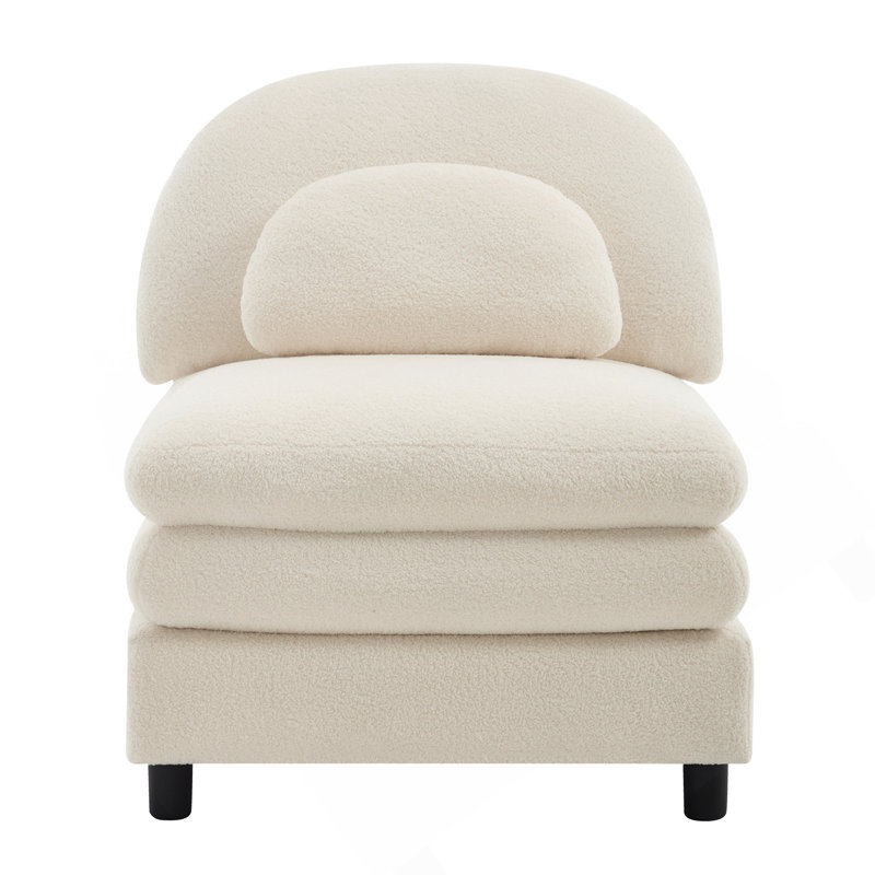 Canapé courbé sans accoudoirs avec oreiller Vitoria - blanc beige, Beige