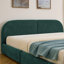 Structure de lit tapissier très grand de style minimaliste moderne - Tissu de fil rond, tête de lit haute incurvée, support de pieds robuste et rangement à roulettes, matelas non inclus - vert-913343713