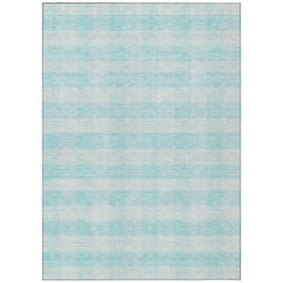 Tapis intérieur lavable à carreaux turquoise et ivoire 3 pi x 5 pi