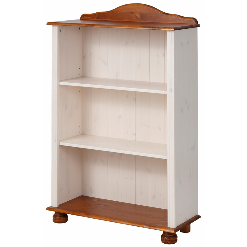 Mette 116cm H x 77cm W Solid Wood Standard Bookcase, White/Brown