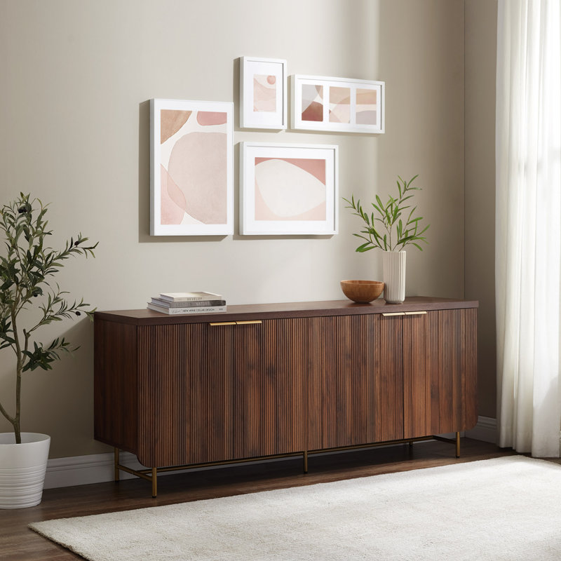 Reeded 4-Door Sideboard, Dark Walnut