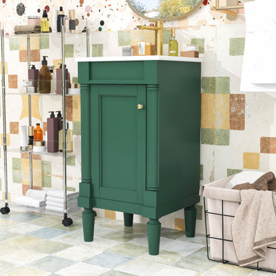 Meuble-lavabo de salle de bain avec lavabo en céramique, tablette réglable et charnières à fermeture douce