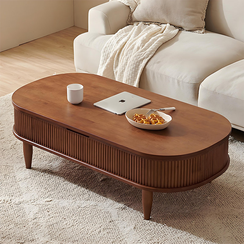 Table basse de rangement en bois massif brun minimaliste de 39,37 po, 24.02'' H X 39.37'' W X 23.62'' D