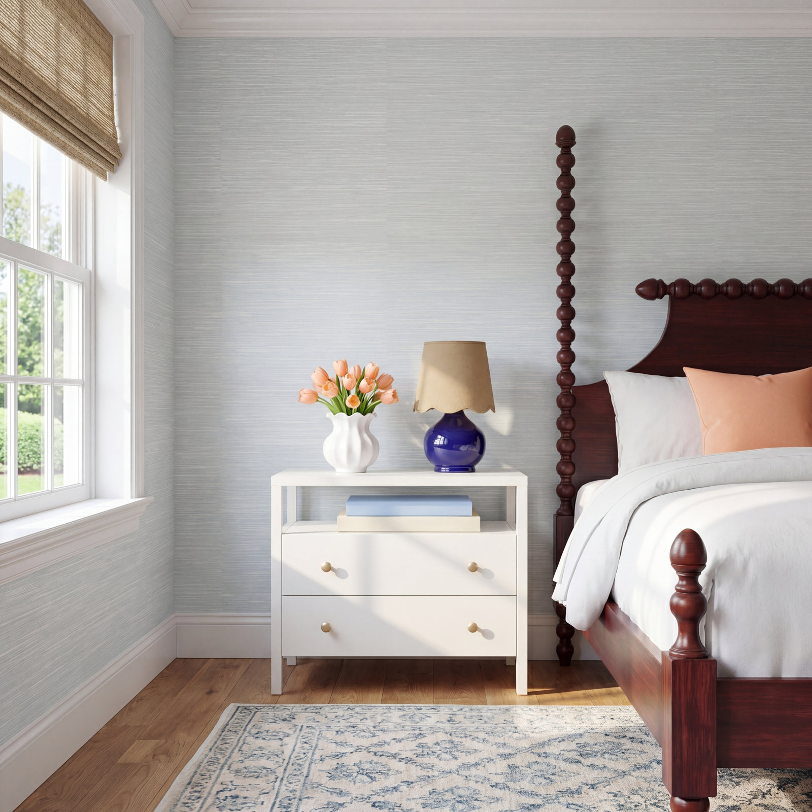 Dory Faux Grasscloth Wallpaper, Navy