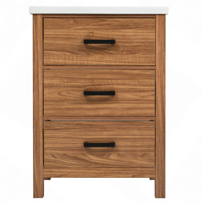 Meuble-lavabo de salle de bain avec lavabo en céramique, meuble de rangement moderne avec 3 tiroirs, meuble-lavabo autoportant avec lavabo simple