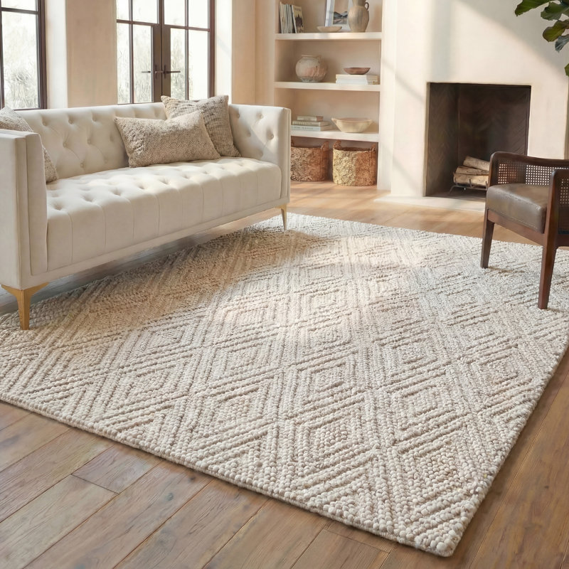 Elle Handmade Ivory Rug, Rectangle 8' x 10'