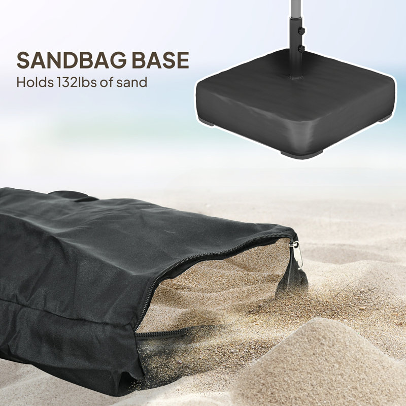 Parasol d'extérieur double face avec lumières solaires et base