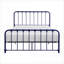 Structure de grand lit plateforme en métal, aucun sommier requis, finition bleue pour la chambre à coucher