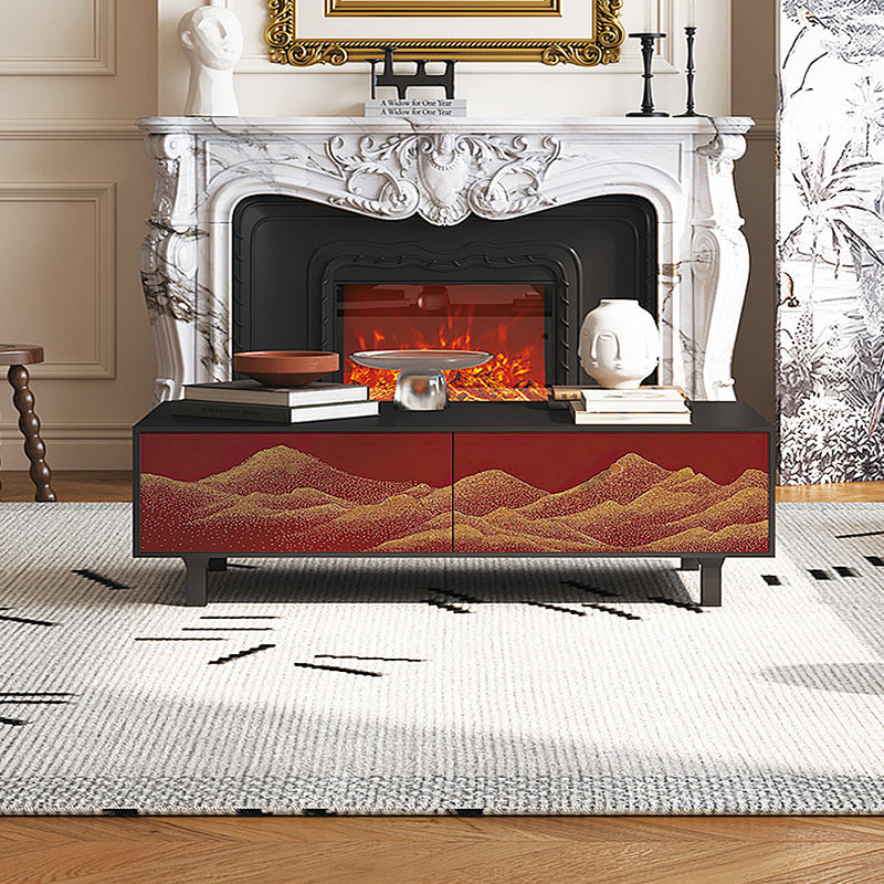 Table basse à motif rétro français, Noir / Rouge