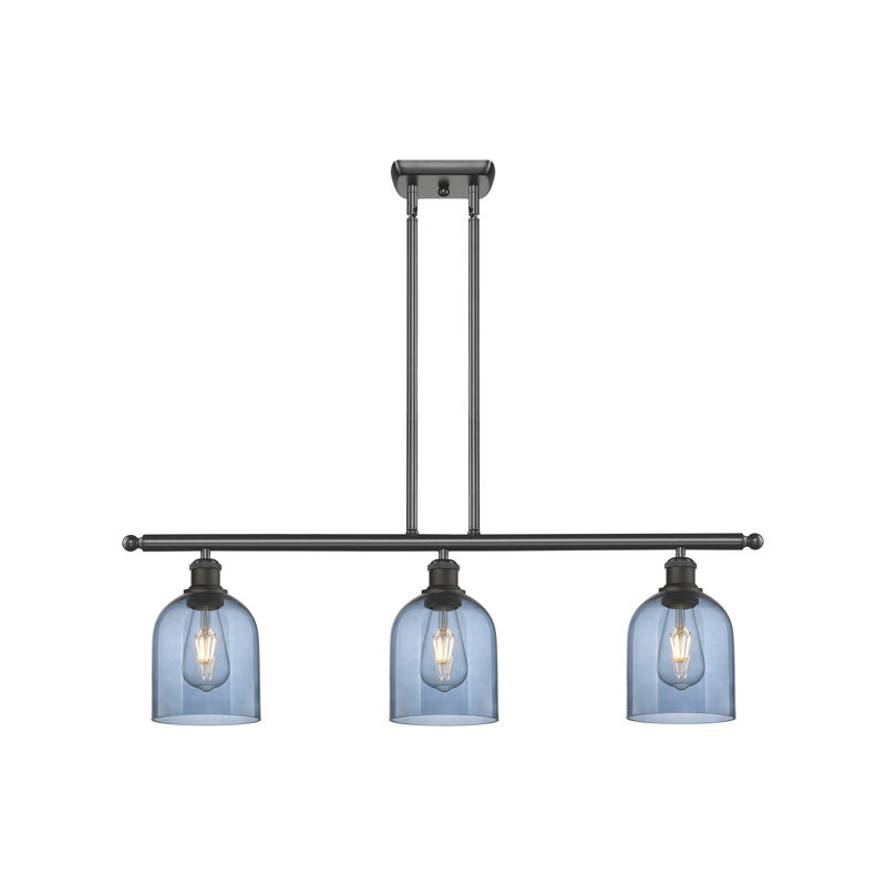 Odaniel 3 - Light Kitchen Island Pendant, Princess Blue, Oil Rubbed Bronze