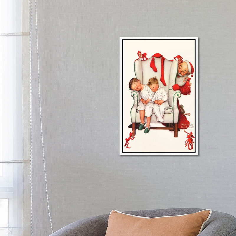 Norman Rockwell - Print on Canvas, 66.04 cm H x 45.72 cm W, White Floater Framed