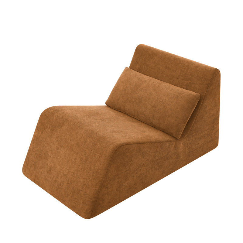 Chaise longue en chenille moderne sans assemblage, Chenille orange brûlé