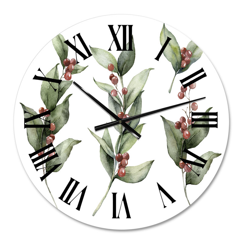 Horloge murale traditionnelle de Noël avec branches et Berrie rouge, Petit