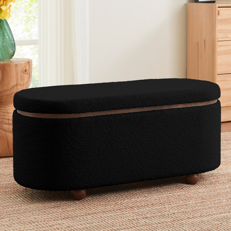 Banc de rangement en chenille Lockbourne, Noir
