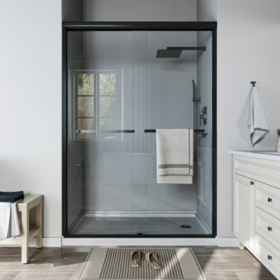 50"-54" W x 72" H Double Sliding Semi-frameless Shower Door with Two Handles