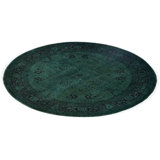 Overdyed Hand-Knotted Wool Modern-Contemporary Green Area Rug 6' 1" x 6' 1"
