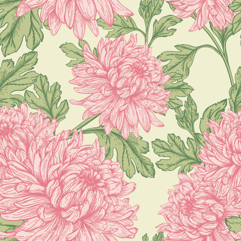 Floral Wall Mural, 8.33' W x 8.33' L