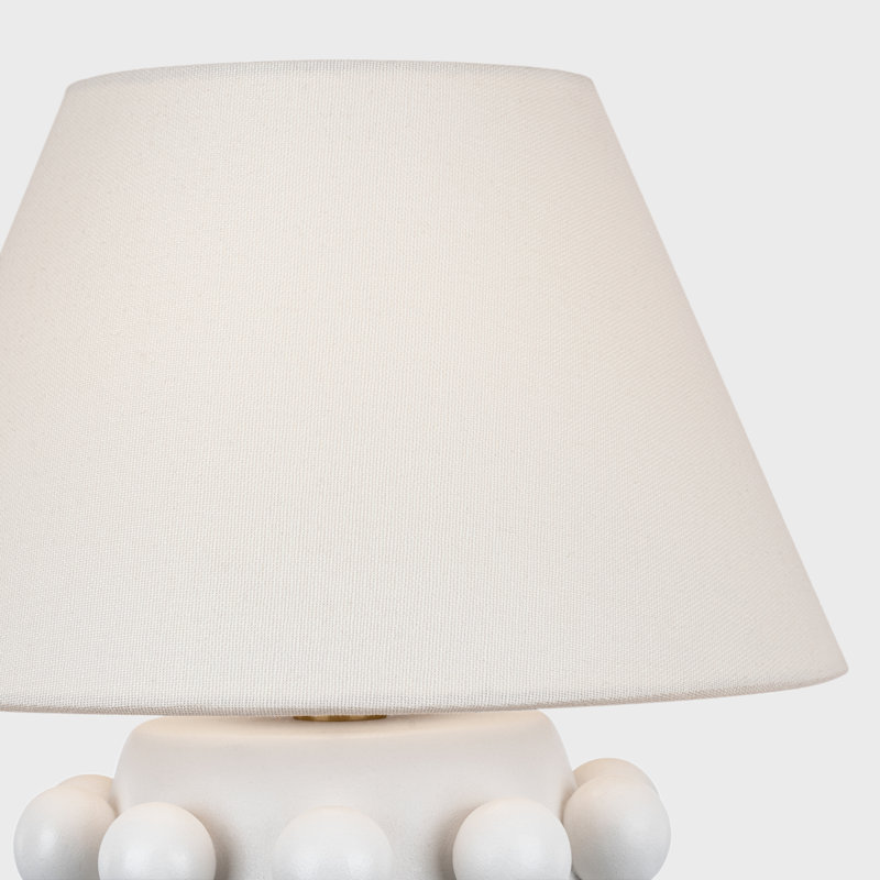 Linden 14" Cordless Table Lamp in Plaster White with Linen Shade