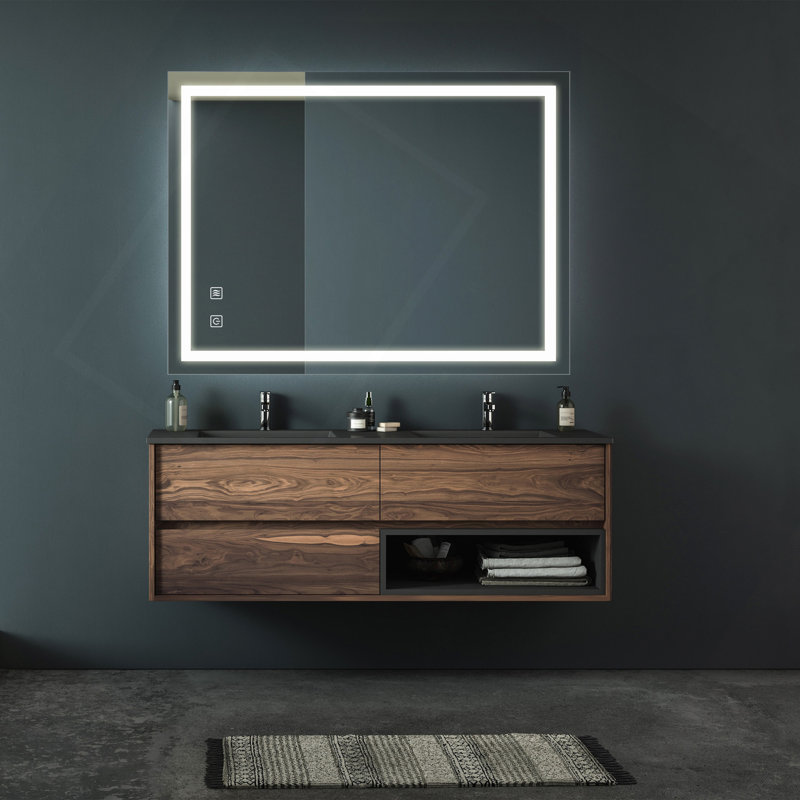 Miroir de salle de bain 32 po X24 po, 32 po x 24 po, Argent argent