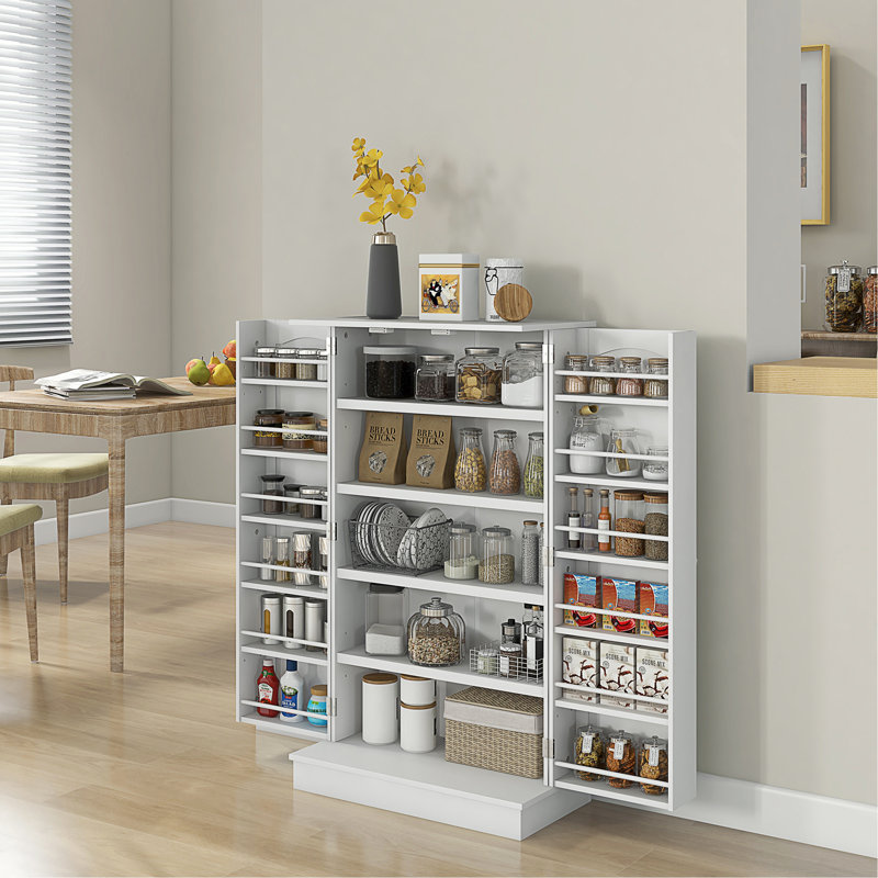Armoire de cuisine avec étagère à 5 niveaux, 12 étagères à épices