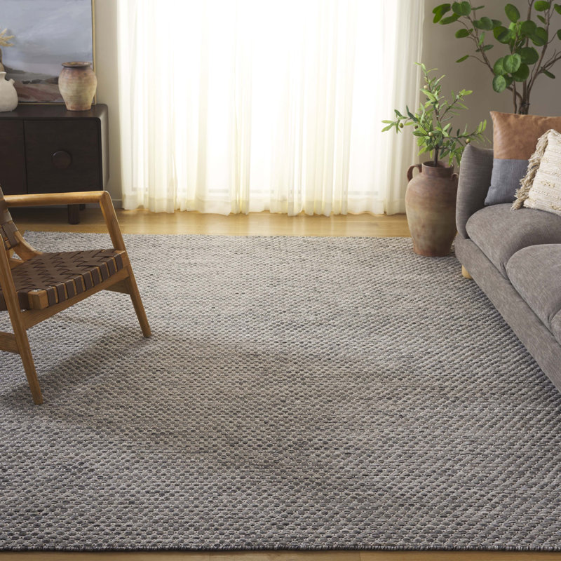 Tapis de couleur unie en coton / laine tissé à la main Vermont, Rectangle 8 pi x 10 pi