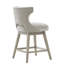 Tabouret de comptoir de 25,75 po avec fonction pivotante, finition grise, siège en tissu doux, pieds en bois massif, sans retour automatique, détails argentés, tabouret en métal de 25,75 po, mousse rembourrée, garniture cloutée, pour un soutien supplémentaire