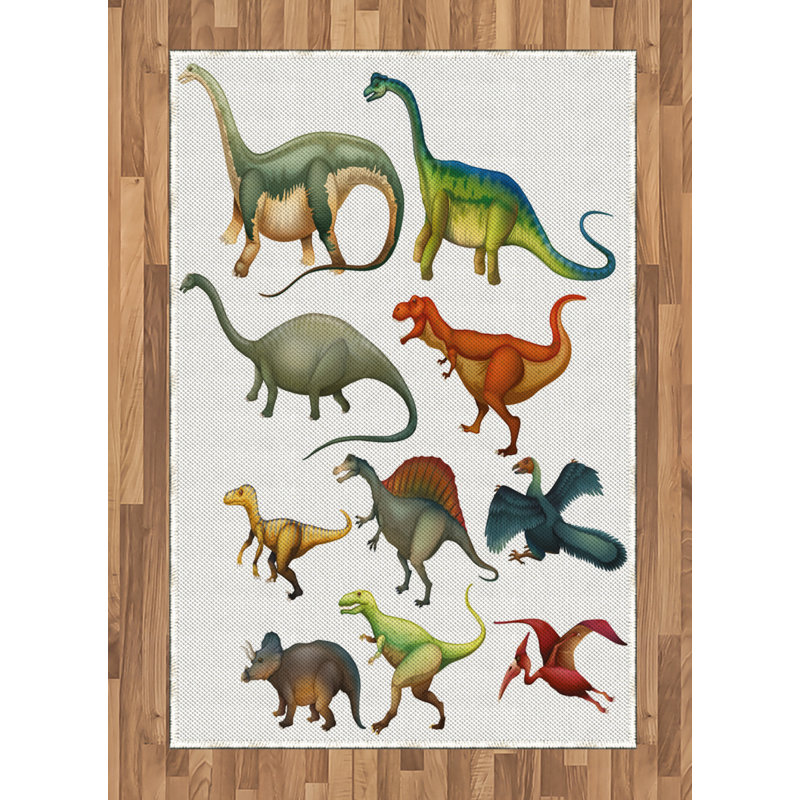 Dinosaur High Density Long Fiber Poly Threads Decorative Area Rug Carpet, Rectangle 4' x 5'8"