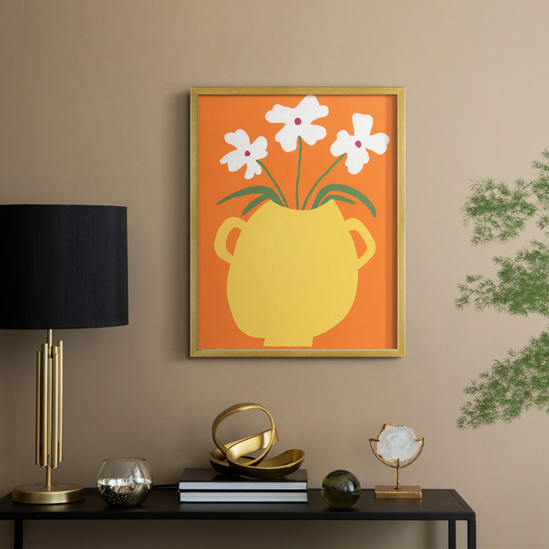 «Modern Blooms II», reproduction encadrée - bois massif, H 30 po x l 24 po, Doré