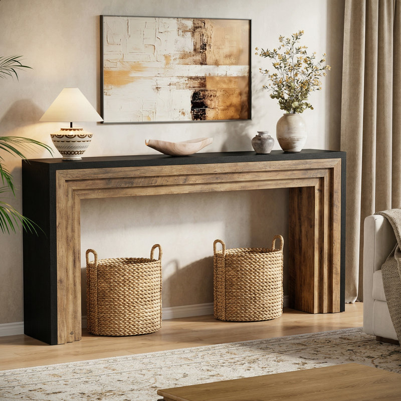 Console de 70,9 pouces de long pour le vestibule, Noir/noyer