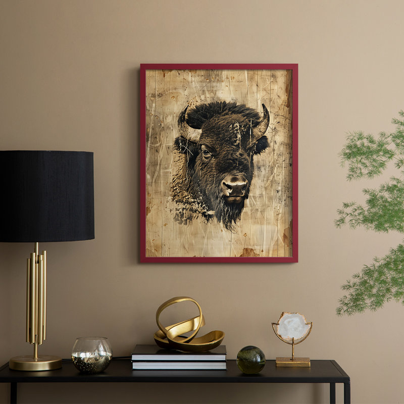ANIMALS Series CDXCV, reproduction encadrée - bois massif, Red, H 30 po x l 24 po