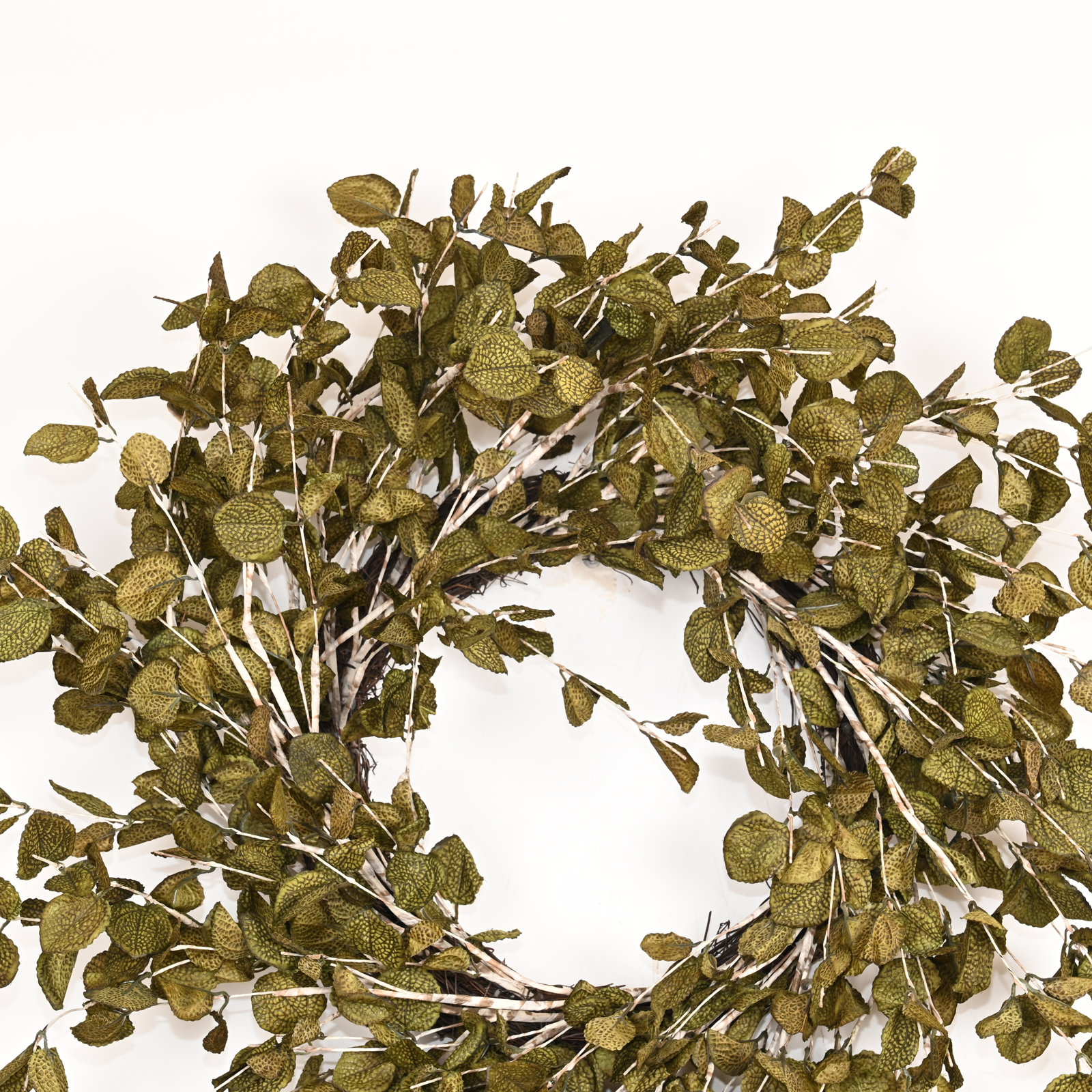 24'' Handcrafted Faux Eucalyptus Wreath, Dark Green