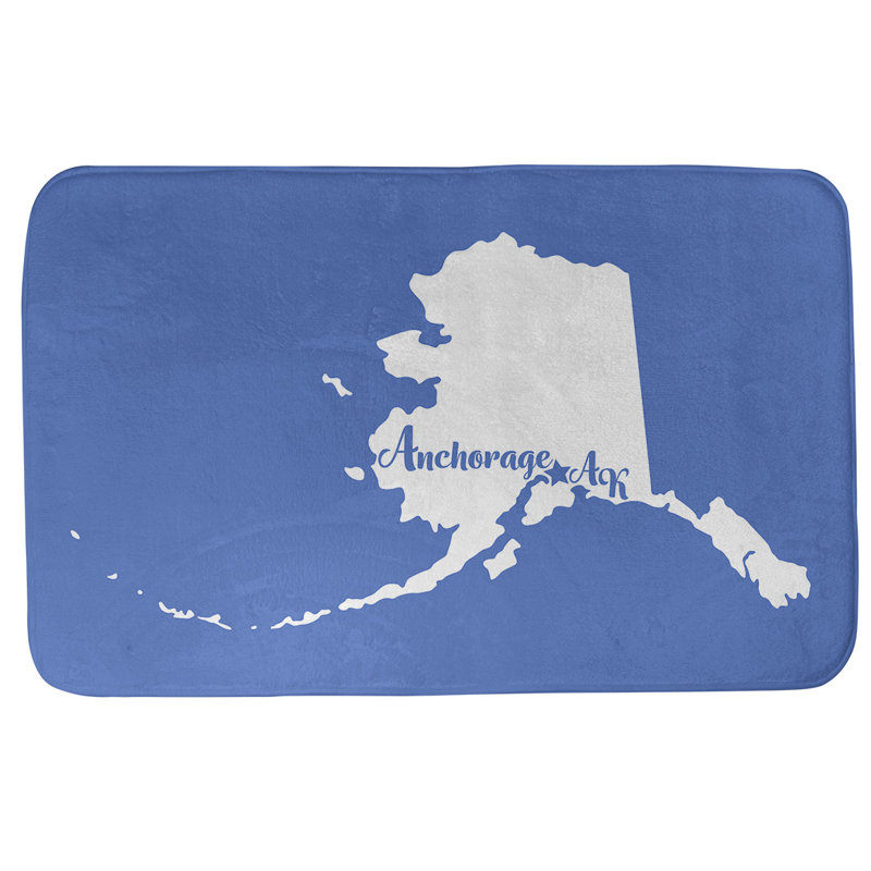 Tapis pour salle de bain ancrage alaska, l 17 po x L 21 po, Bleu, Anchorage, Alaska