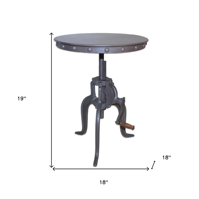 Table de bout ronde réglable en fer 18 po Fiorela