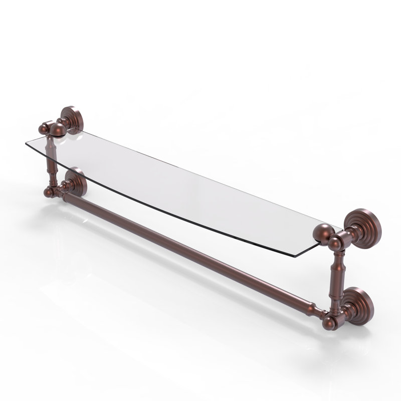 Beresford Bracket Shelf with Towel Bar, 5" H x 25.7" W x 6.1" D, Antique Copper