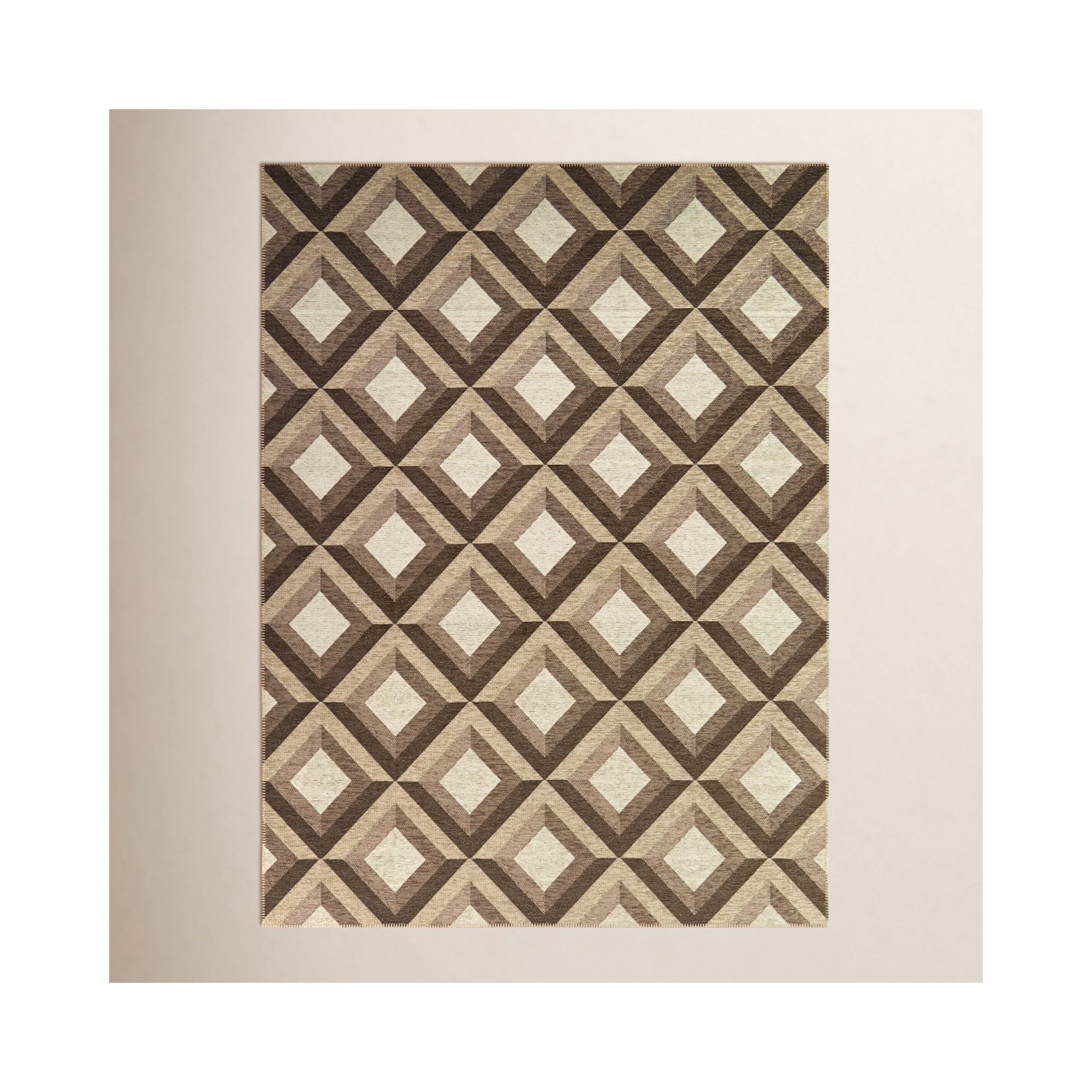 Mirena Beige Modern Geometric Area Rug, Rectangle 5'3" x 7'