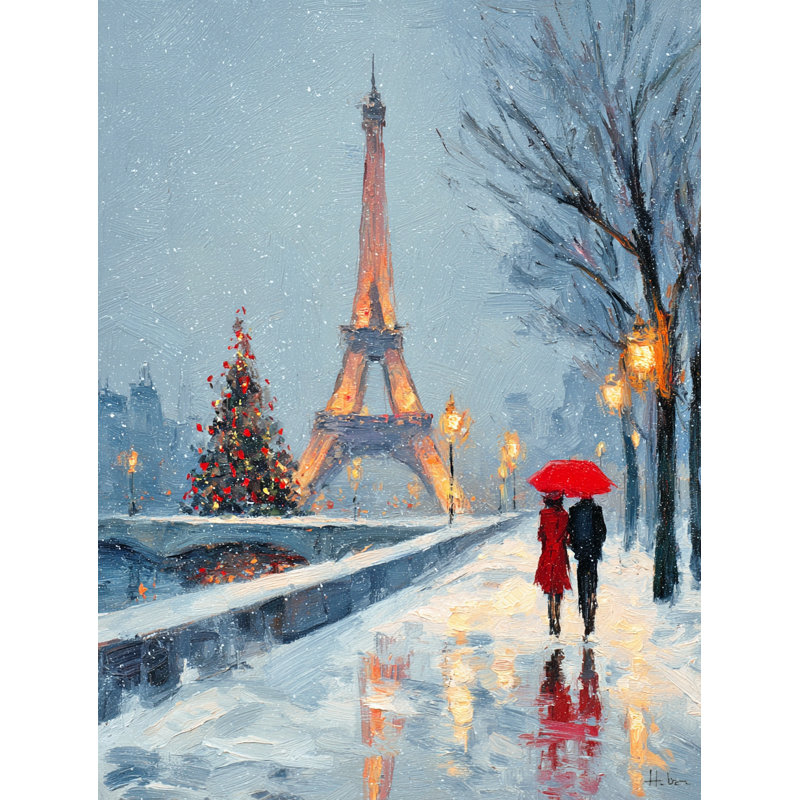 «Winter Walk by the Tower», art mural sur toile tendue