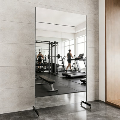 Extra Large Full Body Mirror, Mirror Non-Glass Ultra-Light Home Gym On Wheels，Large Floor Mirror For Yoga Room, Dance Studio, Bedroom & Home Gym